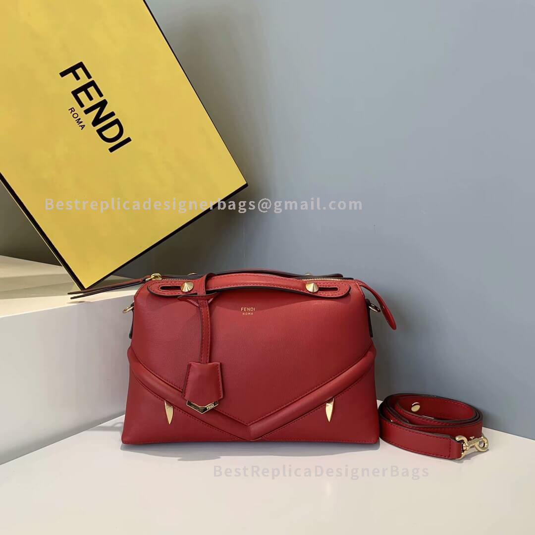 Fendi By The Way Medium Red Leather Boston Bag 1149S